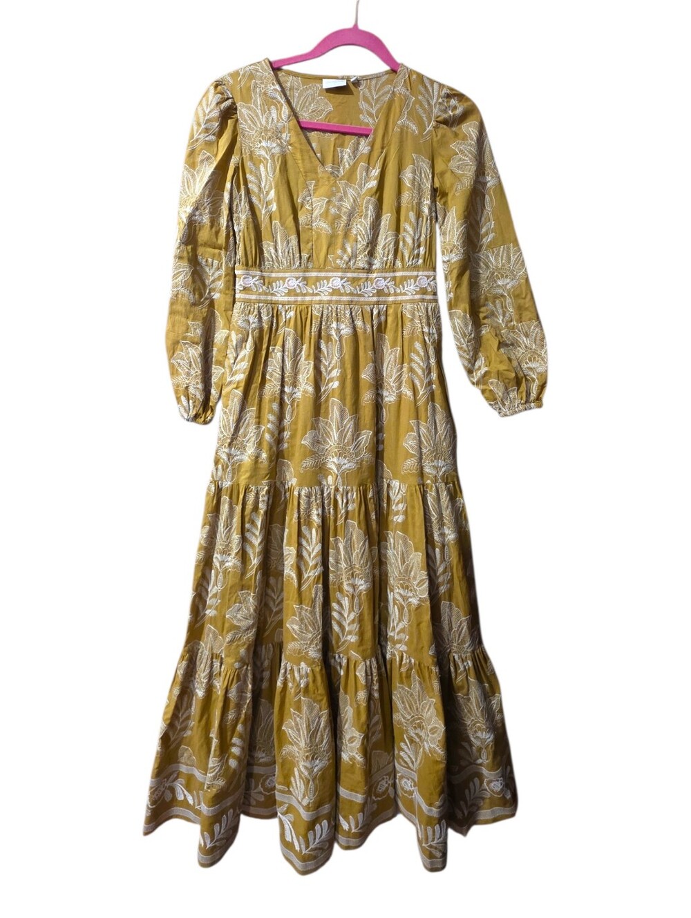 Spartina 449 XXS Green Floral Nicolette Midi Dress Calm Waters Schiffli